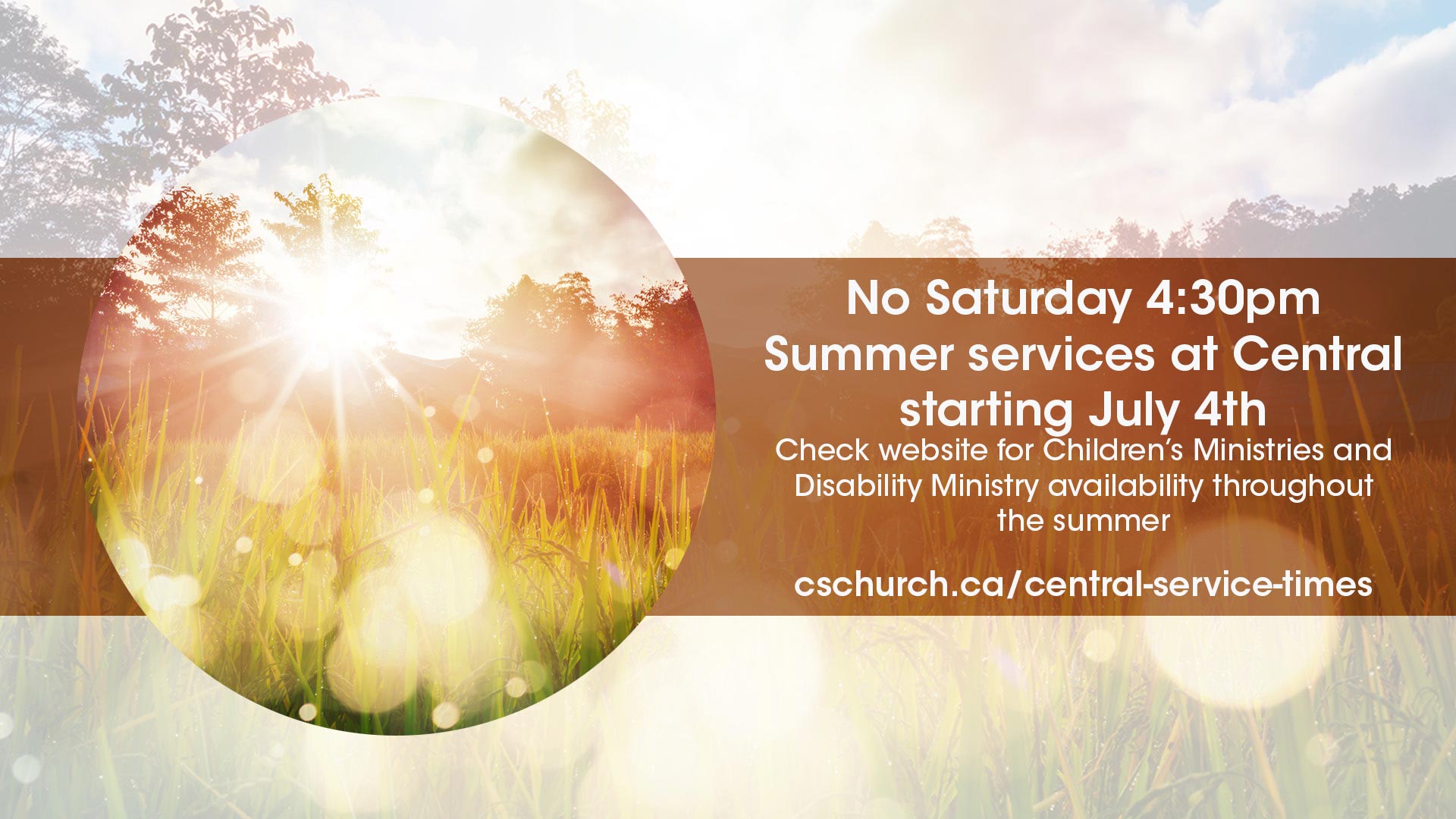 Image for Central Saturday Summer Services